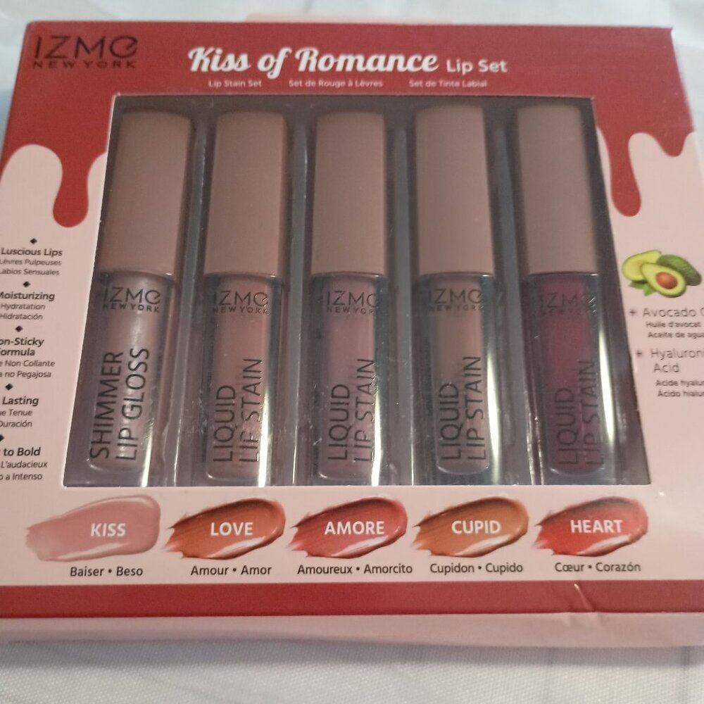 Izmé New York Kiss of Romance Lip Set 5 Colors Avocado Oil Hyaluronic Acid - Picture 6 of 6
